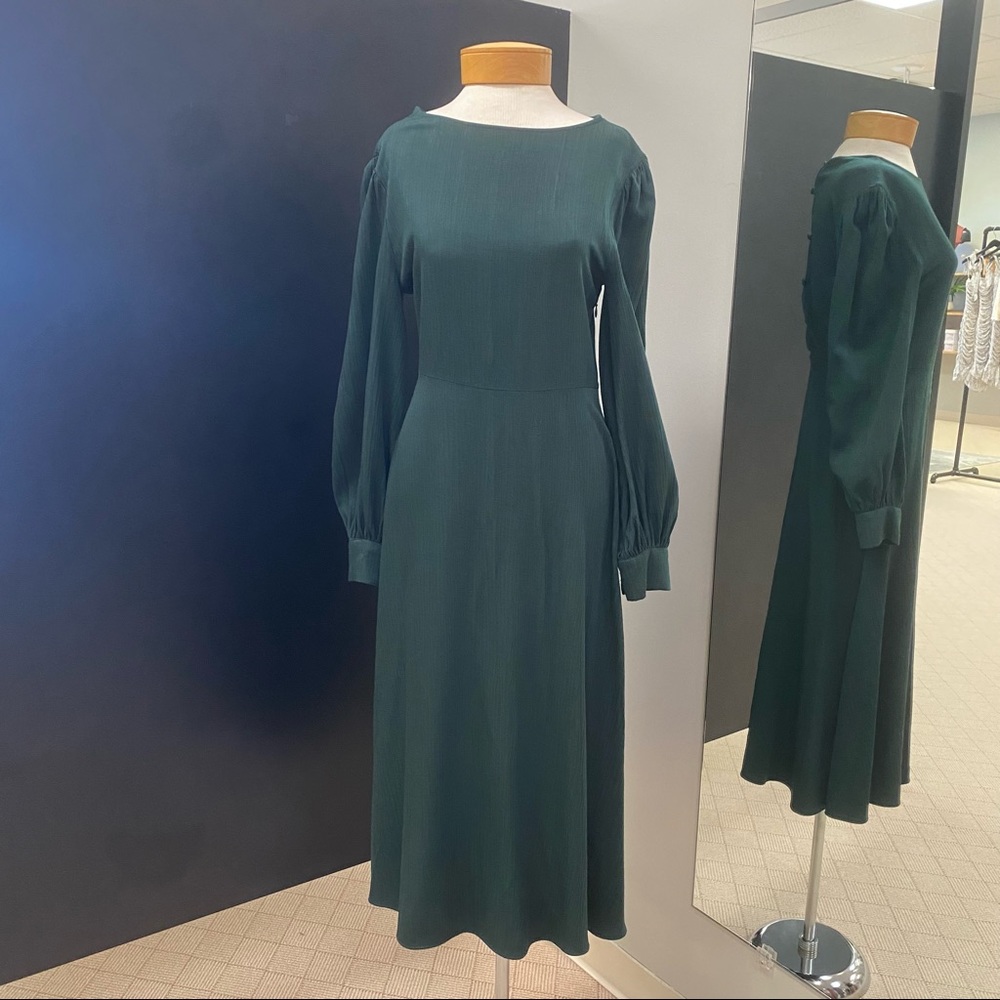 Zara Green Long Sleeve Midi Dress